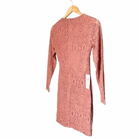 NWT Bardot Dress Isla Long Sleeve Lace Ruched Mini Copper Rose Size Small NEW - Picture 3 of 14